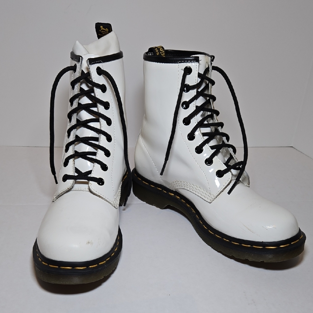 Dr. Martens 1460 White Patent Leather Combat Boot